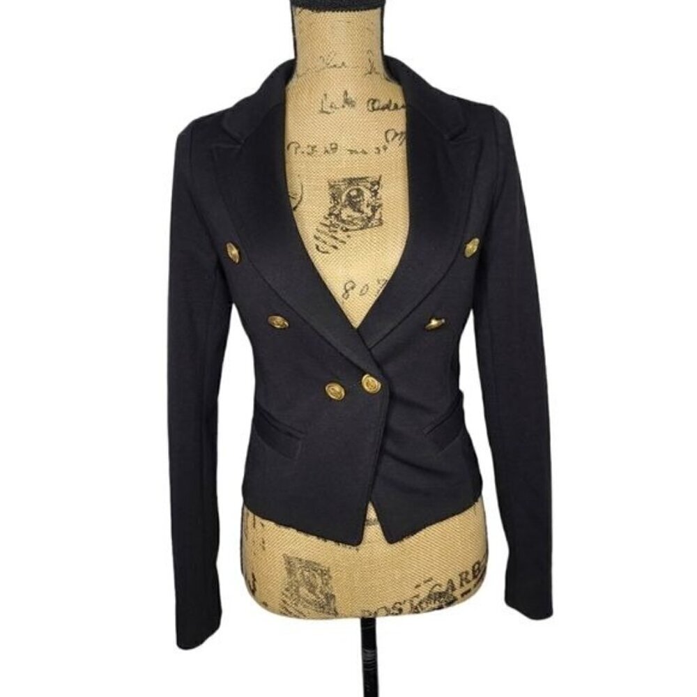 Audrey 3+1 Black Fitted Cropped Blazer Small Wednesday Goth Whimsy